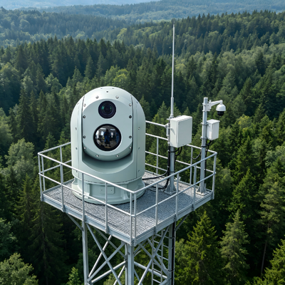 Kamera Keamanan Termal Sensor yang Tidak Dingin Kamera Keamanan Termal Multi Sensor Jarak Jauh yang Kurang untuk Pengawasan dan Keamanan Perimeter